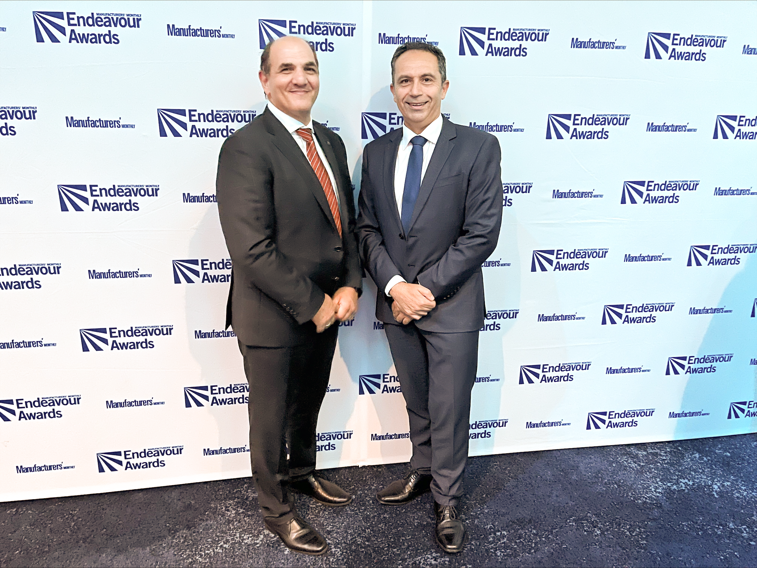 Georgios Makris - EM Solutions and Paul Falzon - ACS Australia at the Manufacturers' Monthly Endeavour Awards 30 November 2023