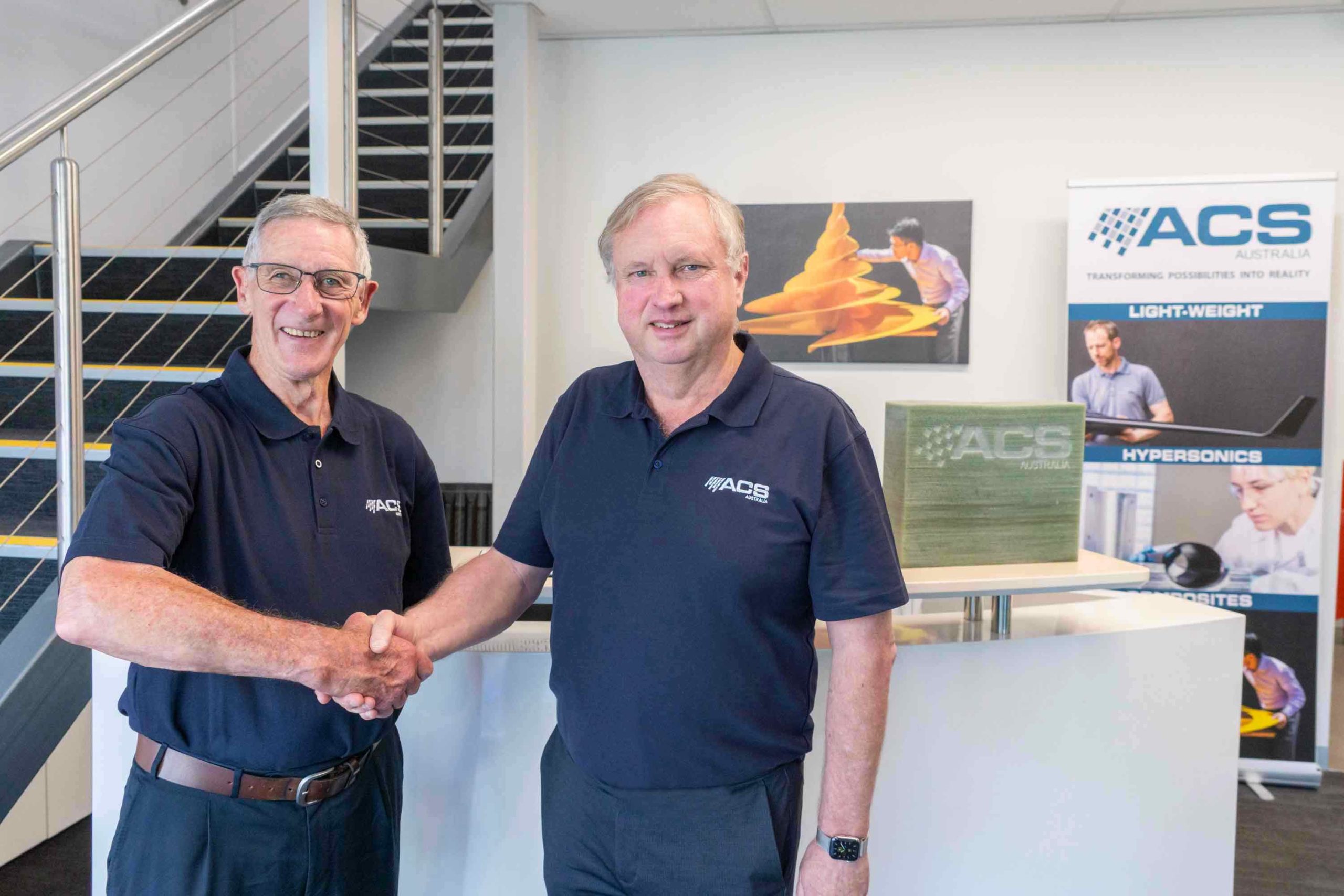 Tony Carolan and Murray Scott (Chairman) at Advanced Composite Structures Australia (ACS Australia)