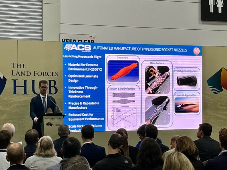 Joe Zadnik our Young Innovator Finalist pitching Automated Manufacture of Hypersonic Nozzles at the Innovation Awards ceremony.​