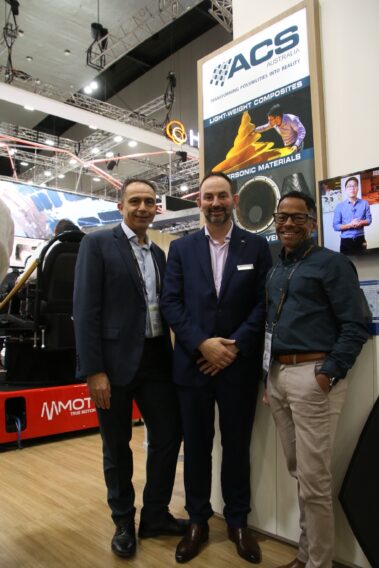 Andre Duarte and Paul Falzon at the ACS Australia stand with Daryl Edwards - Moog Australia Pty Ltd.​